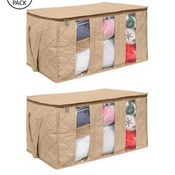 prettykrafts Set of 2 Beige Solid Clothing Organiser-8