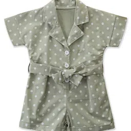 StyleCast Girls Green Polka Dot Printed Cotton Playsuit-image-89