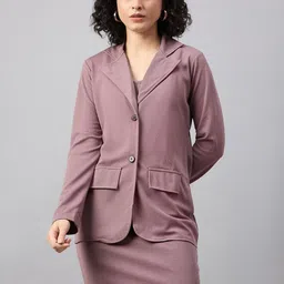 The Roadster Lifestyle Co. Mauve Sleeveless Shoulder Straps Top With Skirt & Blazer-43