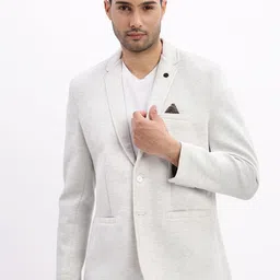 SHOWOFF Slim-Fit Single Breasted Notched Lapel Collar Cotton Casual Blazer-image-39