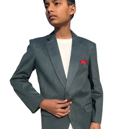 BAESD Boys Self-Design Notched Lapel Collar Single Breasted Party Blazer-32