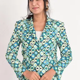 KIZI Geometric Printed Slim-Fit Single-Breasted  Blazer-picture-23