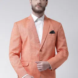 Hangup Men Orange Solid Single Breasted Blazer-image-87