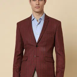Allen Solly Slim Fit Check Notched Lapel Formal Blazer-17