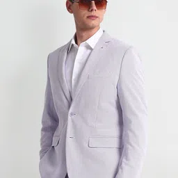 Arrow Notched Lapel Long Sleeves Single Breasted Slim Fit Formal Blazer-image-78