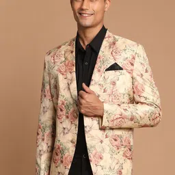 VASTRAMAY Men Printed Single-Breasted Slim-Fit Blazer-image-21