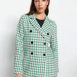Trendyol Checked Double-Breasted Blazer-picture-13