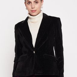 Madame Self Design Notched Lapel Collar Single-Breasted Formal Blazer-9