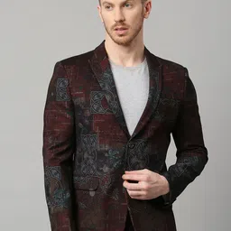 ESSAS club Ethnic Motifs Printed Slim Fit Single-Breasted Blazer-69