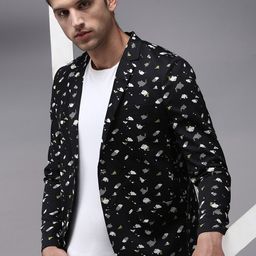 SHOWOFF Men Black & White Printed Single-Breasted Blazer-picture-35