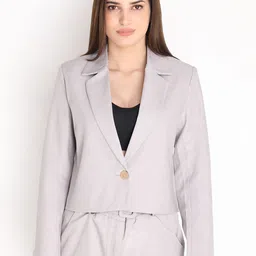 Dlanxa Women Grey Solid Single-Breasted Blazer-picture-19