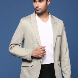 SHOWOFF Notched Lapel Slim Fit Single Breasted Cotton Blazers-picture-23