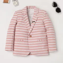 Ridokidz Boys Striped Tailored-Fit Notched Lapel Single Breasted Blazer-36