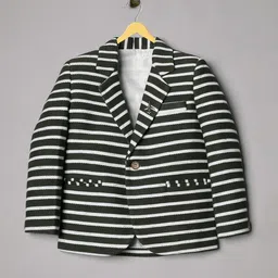 Ridokidz Boys Striped Tailored-Fit Single Breasted Blazer-42