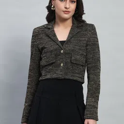 BROOWL Embellished Shimmer Casual blazer-picture-53