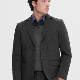 SELECTED Men Self Design Single Breasted Slim Fit Formal Blazer-picture-10