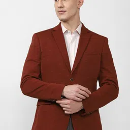 Peter England Elite Men Maroon Solid Slim-Fit Single-Breasted Formal Blazer-19