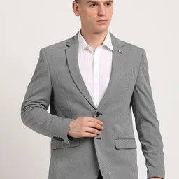 Turtle Checked Knitted Single-Breasted Blazer-34