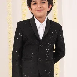 VASTRAMAY Boys Self Design Slim-Fit Single-Breasted Blazer-image-58