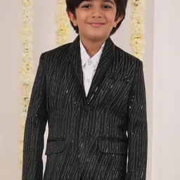 VASTRAMAY Boys Self Design Single Breasted Slim-Fit Blazer-image-78