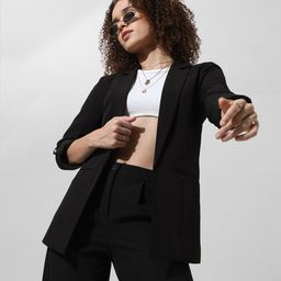 ONLY Tailored Fit Notched Lapel Collar Open Front Blazer-picture-9