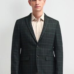 Arrow Checked Notched Lapel Single Breasted Formal Blazer-picture-21