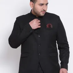 Hangup Men Black Solid Bandhgala Blazers-picture-26