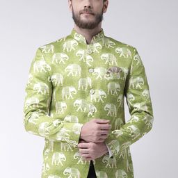 Hangup Men Green Printed Single-Breasted Blazers-picture-11