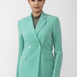 Van Heusen Woman Women Green Solid Double Breasted Blazers-picture-38