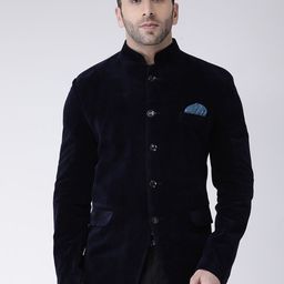 Hangup Men Navy Blue Solid Single Breasted Blazers-picture-29