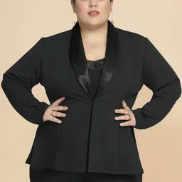 wild U Plus Size Tailored-Fit Open Front Peplum Formal Blazer image 4