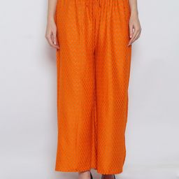 GRACIT Women Orange & Gold-Coloured Ethnic Motifs Printed Ethnic Palazzos-image-76