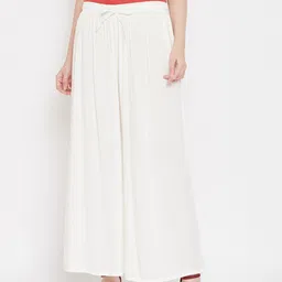 Castle Lifestyle Women White Flared Palazzos-image-52