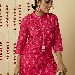Jaipur Kurti Bandhani Printed Kantha Work Pure Silk Top With Palazzo-picture-9