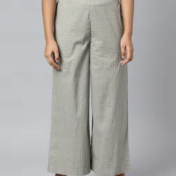 AURELIA Women Grey & White Printed Ethnic Palazzos-image-95