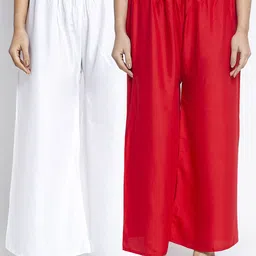 GRACIT Pack Of 2 Women White & Red Solid Ethnic Palazzos-32