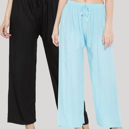 Clora Creation Women Blue & Black 2 Ethnic Palazzos-image-70