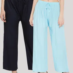 Clora Creation Women Blue & Black  Pack of 2 Ethnic Palazzos-image-56