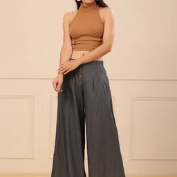 Juniper Flared Fit Cotton Palazzos-image-80