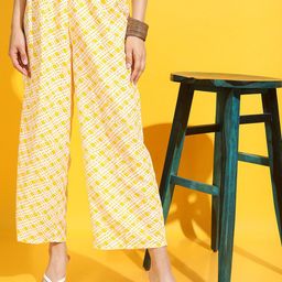 Vishudh Women Yellow Geometric Palazzos-48