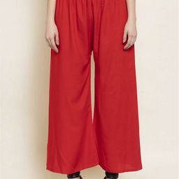borse lele Women Red Solid Chambray Palazzos-image-22