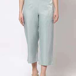 OFFICE & YOU Women Blue Cropped Ethnic Palazzos-image-18