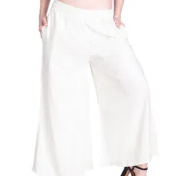 LYRA Women Off White Knitted Palazzos-picture-46
