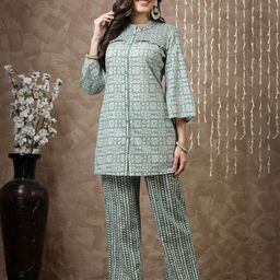 Nayam By Lakshita Women Printed Cotton Tunic with Palazzos-50