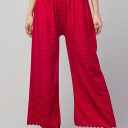 Trend Level Ethnic Motifs Embroidered Wide Leg Palazzos-23