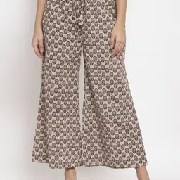 SOUNDARYA Women Beige Printed Knitted Palazzos-image-65