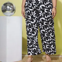 9shines Label Women Plus Size Abstract Printed Wide Leg Palazzos-26