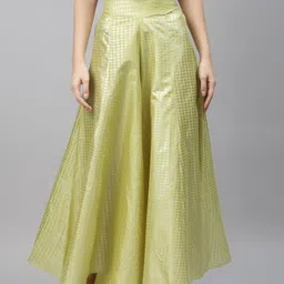 AURELIA Women Lime Green & Golden Printed Flared Palazzos-picture-29