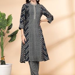 Nayam By Lakshita Women Printed Regular Sequinned Kurta with Trousers-picture-34