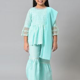 AURELIA Girls Green Palazzos Clothing Set-image-26